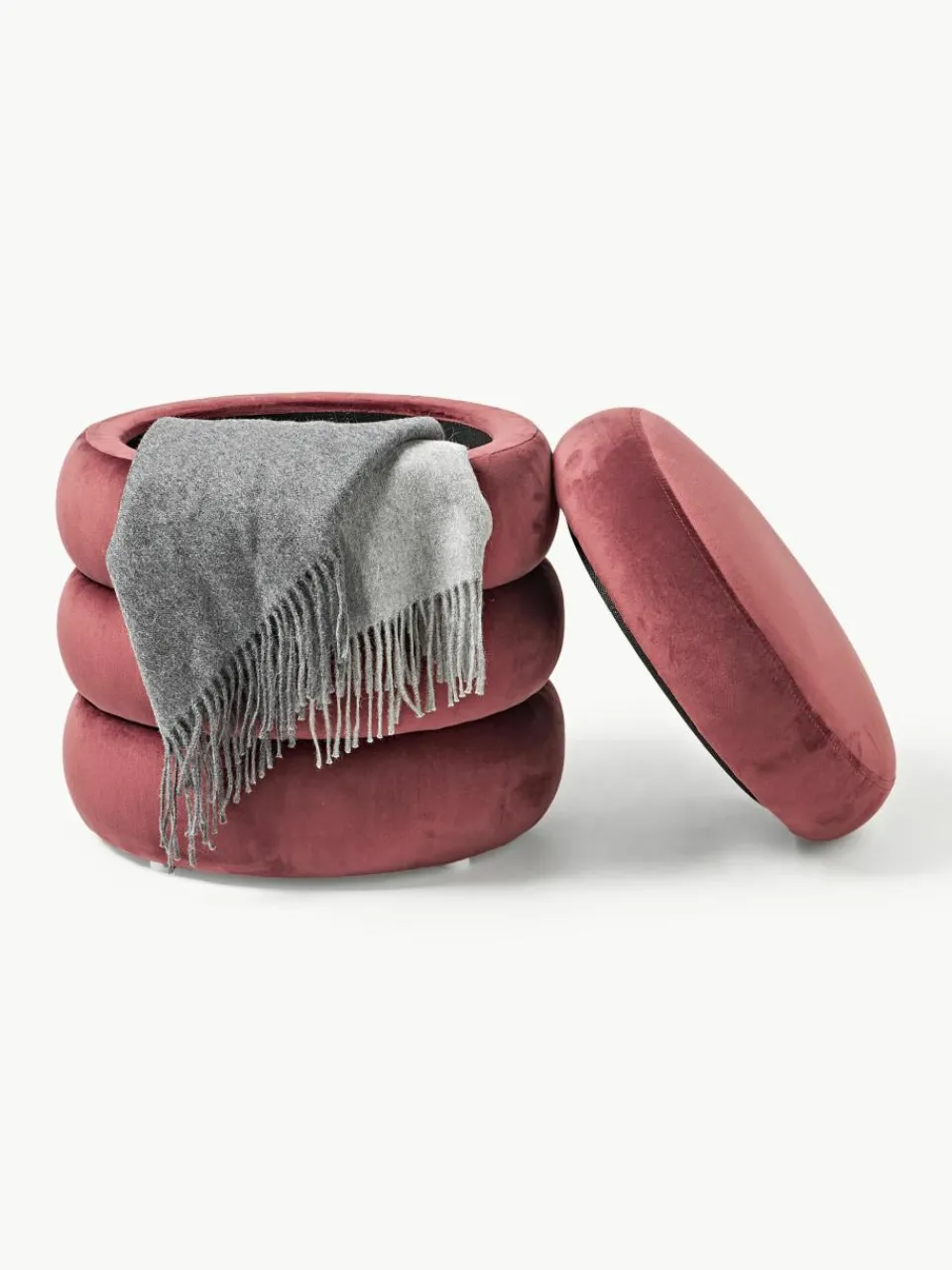 Fluwelen poef Alto met opbergruimte^Westwing Collection Discount