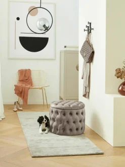 Fluwelen poef Chiara met opbergruimte^Westwing Collection Hot