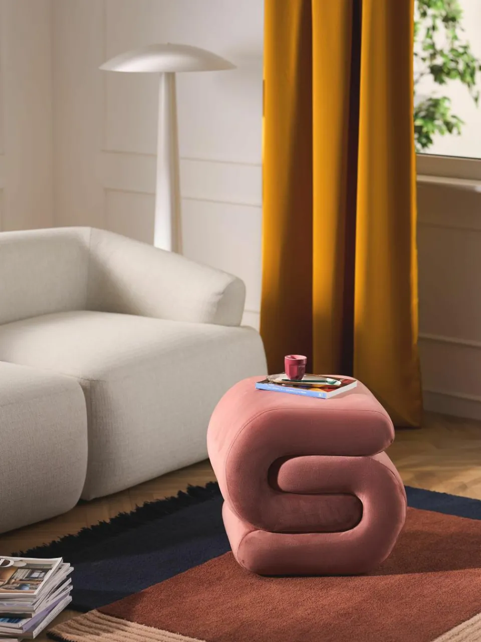 Fluwelen poef Merle^Westwing Collection Best