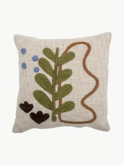 Geborduurd katoenen kussen Batley met bloemmotief^Bloomingville Discount