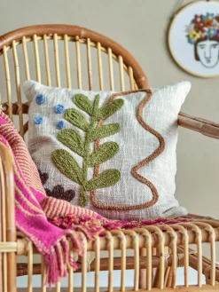 Geborduurd katoenen kussen Batley met bloemmotief^Bloomingville Discount
