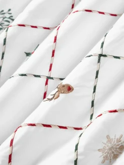 Geborduurd kussenhoes Rudy van perkalkatoen met kerstmotieven^Westwing Collection New