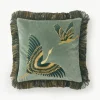 Geborduurde fluwelen kussenhoes Onyx met franjes^Westwing Collection Clearance