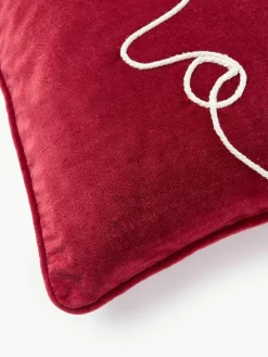 Geborduurde fluwelen kussenhoes Hohoho met bies^Westwing Collection Outlet