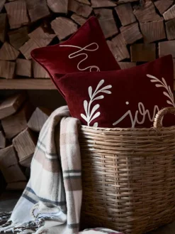 Geborduurde fluwelen kussenhoes Hohoho met bies^Westwing Collection Outlet