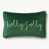 Geborduurde fluwelen kussenhoes Holly Jolly met bies^Westwing Collection Hot