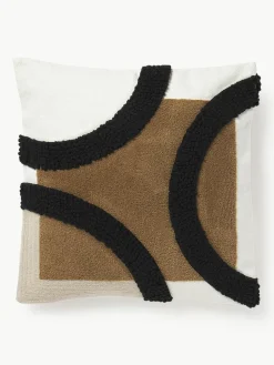 Geborduurde katoenen kussenhoes Reza met hoog-laag structuur^Westwing Collection New
