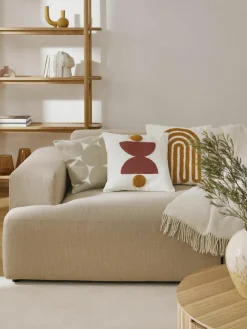 Geborduurde katoenen kussenhoes Izad met hoog-laag structuur^Westwing Collection New