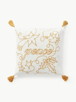 Geborduurde kussenhoes Alora met kerstmotief^Westwing Collection Best