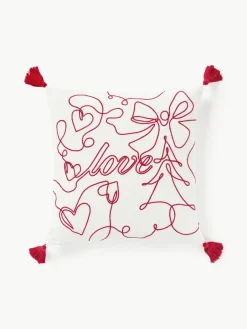 Geborduurde kussenhoes Alora met kerstmotief^Westwing Collection Fashion