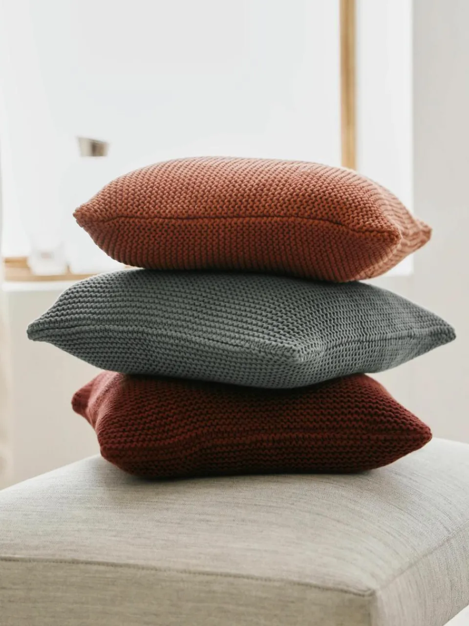 Gebreide kussenhoes Adalyn van biokatoen^Westwing Collection New