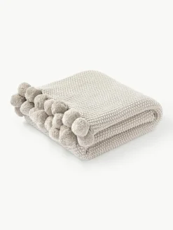 Gebreide plaid Molly met pompoms^Westwing Collection Best