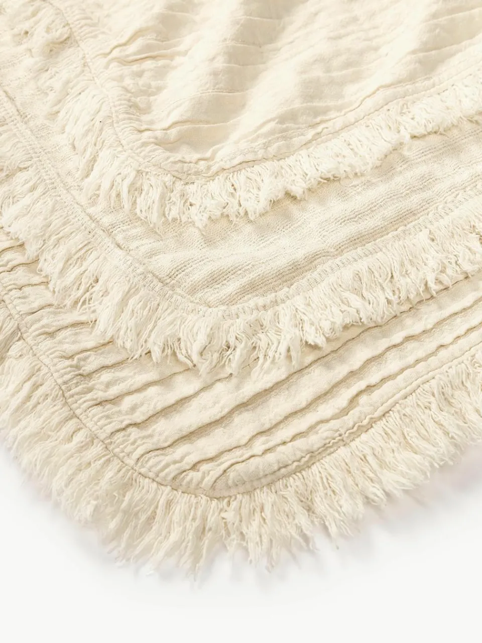 Geplooide katoenen deken Artemis met franjes^Westwing Collection Sale