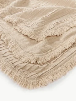 Geplooide katoenen deken Artemis met franjes^Westwing Collection Fashion