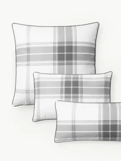 Geruit perkal katoenen kussensloop Scarlet^Westwing Collection Clearance