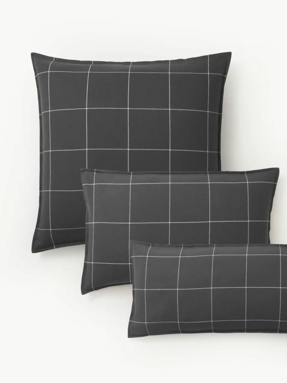 Geruite flanellen omkeerbare kussensloop Noelle van katoen^Westwing Collection New