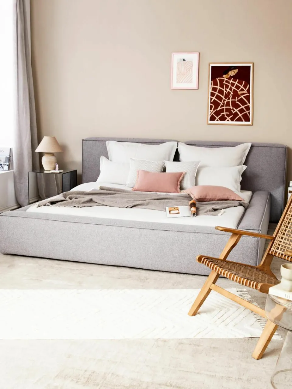 Gestoffeerd bed Lennon met opbergruimte^Westwing Collection Fashion