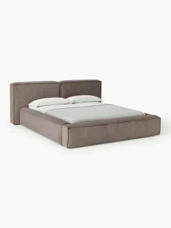 Gestoffeerd bed Lennon van corduroy met opbergruimte^Westwing Collection Fashion