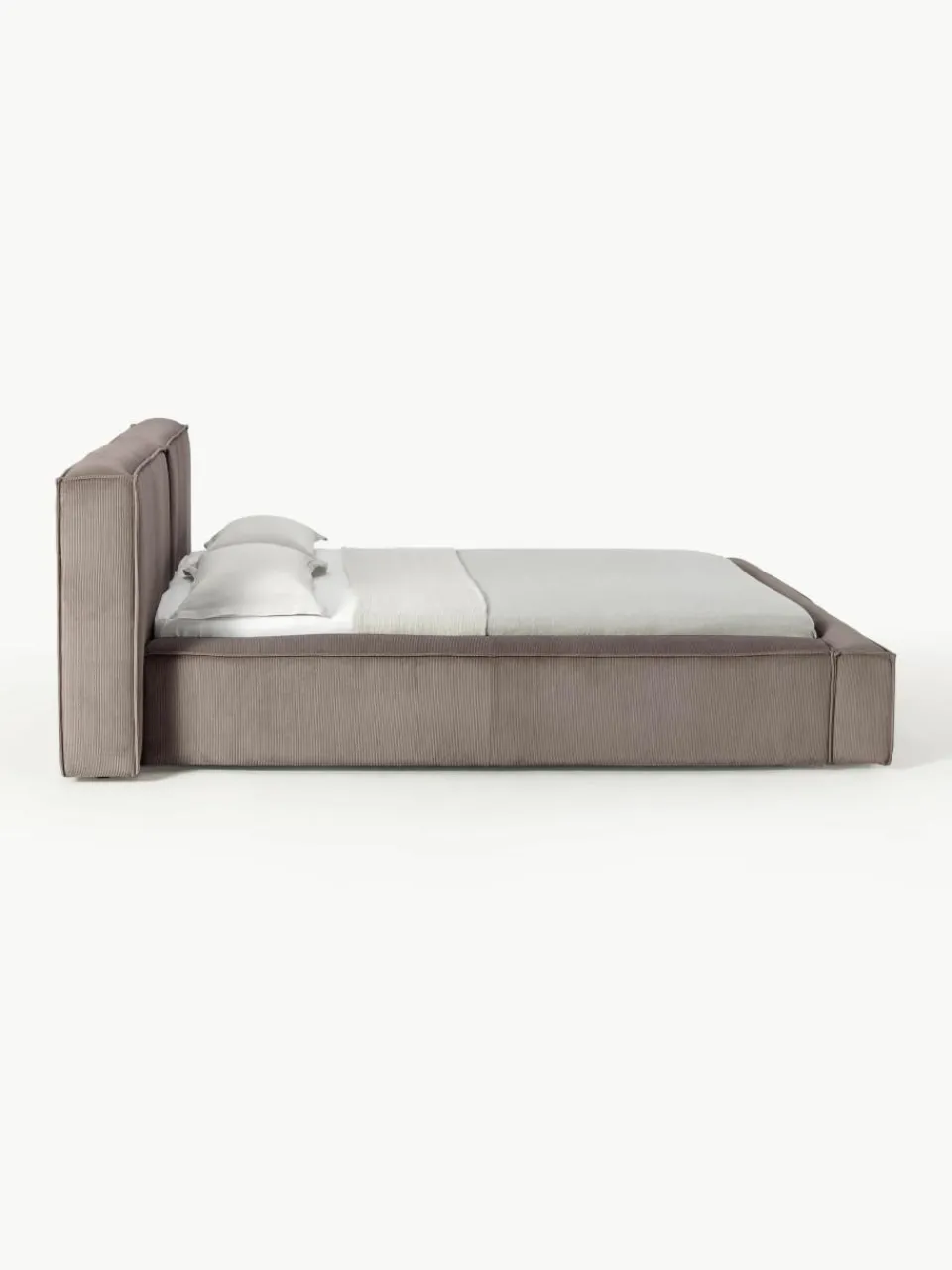 Gestoffeerd bed Lennon van corduroy met opbergruimte^Westwing Collection Fashion