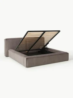 Gestoffeerd bed Lennon van corduroy met opbergruimte^Westwing Collection Fashion
