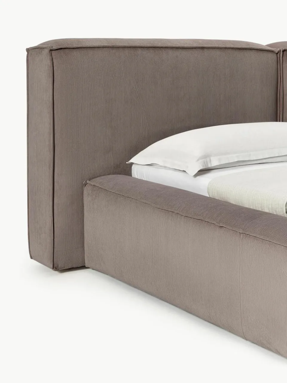 Gestoffeerd bed Lennon van corduroy met opbergruimte^Westwing Collection Fashion