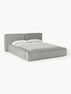 Gestoffeerd bed Lennon van corduroy met opbergruimte^Westwing Collection Sale