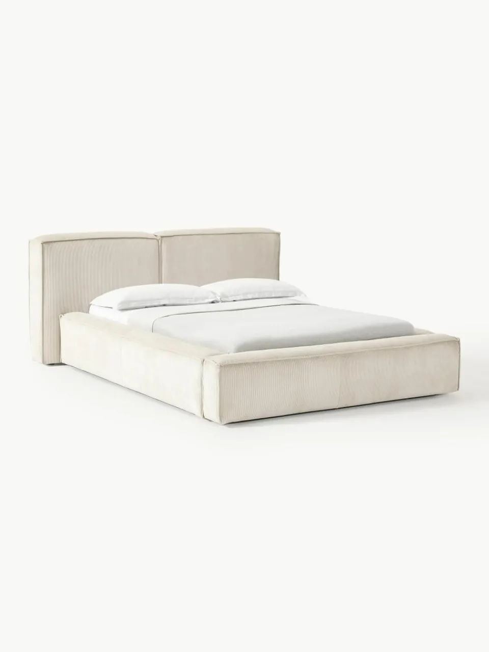 Gestoffeerd bed Lennon van corduroy met opbergfunctie^Westwing Collection Best