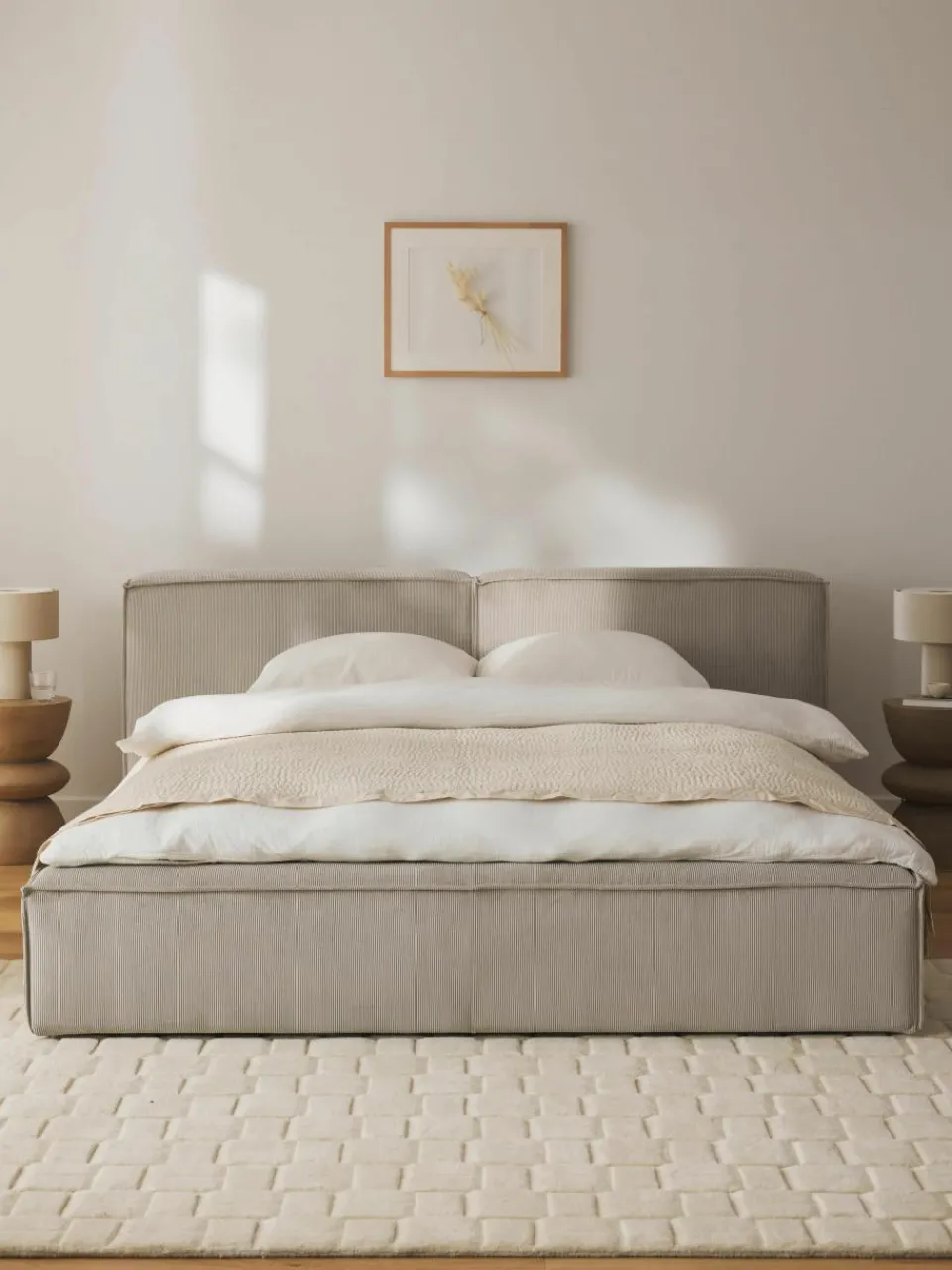 Gestoffeerd bed Lennon van corduroy met opbergfunctie^Westwing Collection Best