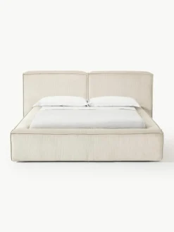 Gestoffeerd bed Lennon van corduroy met opbergfunctie^Westwing Collection Best