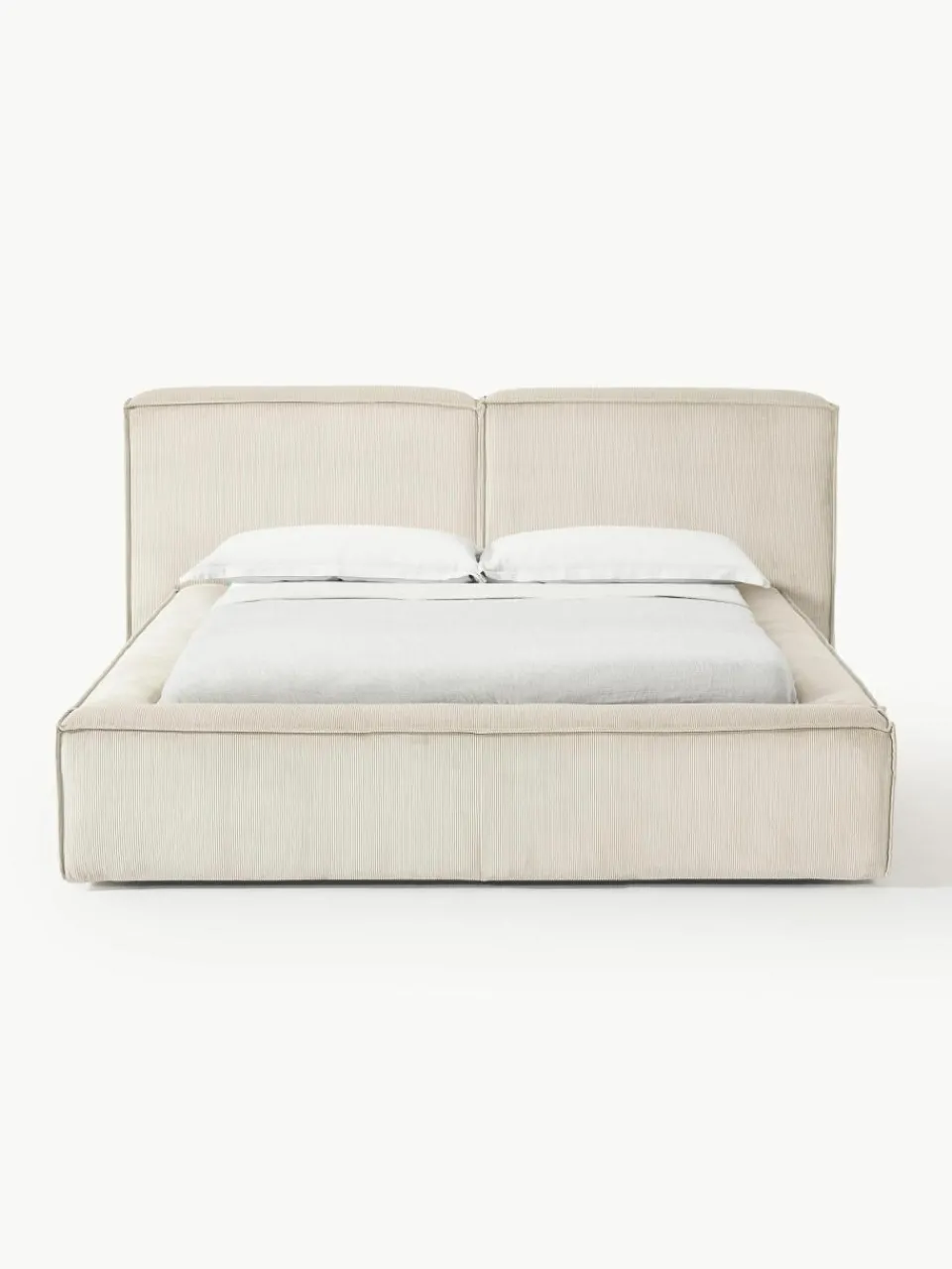 Gestoffeerd bed Lennon van corduroy met opbergfunctie^Westwing Collection Best