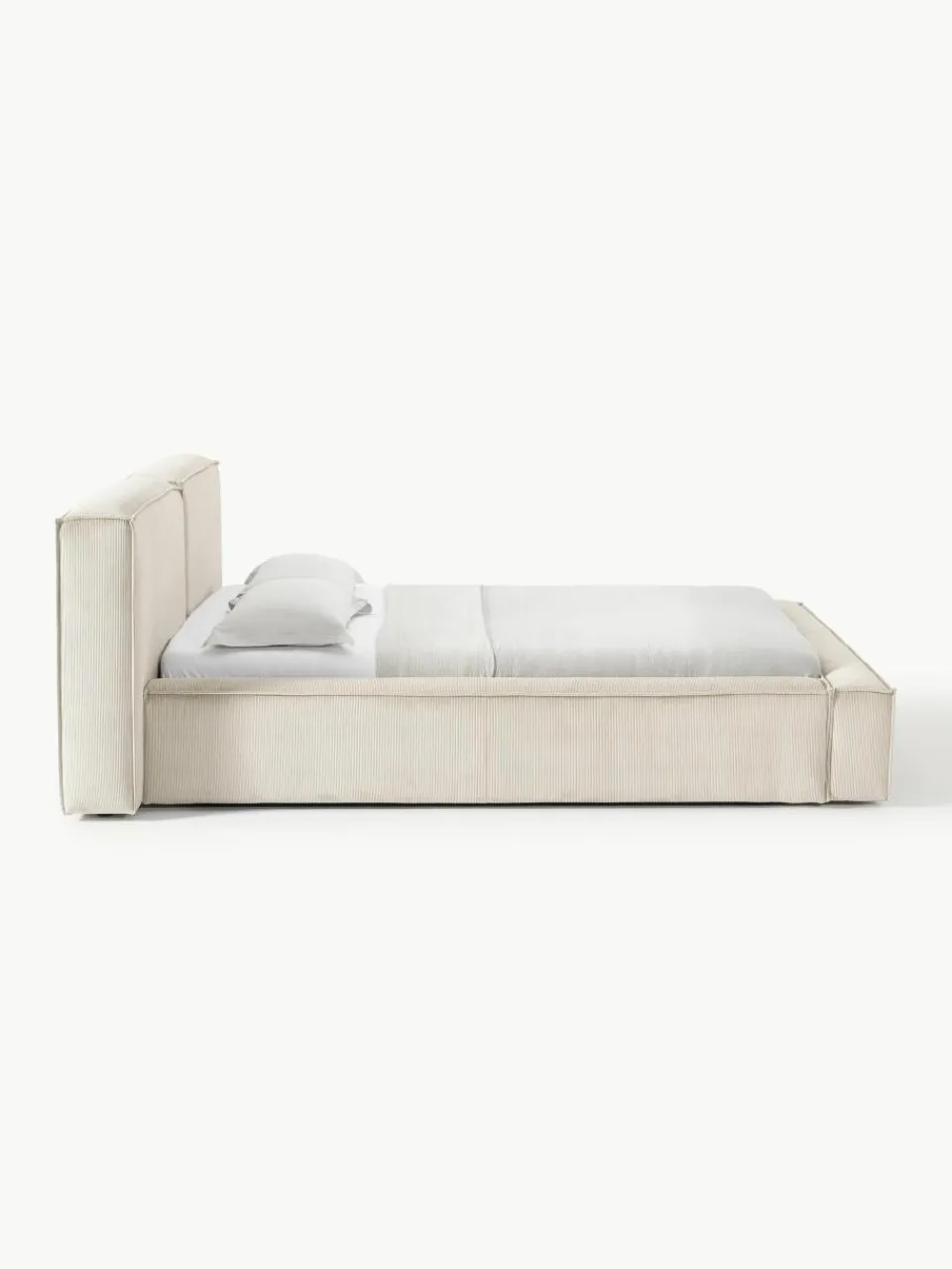 Gestoffeerd bed Lennon van corduroy met opbergfunctie^Westwing Collection Best