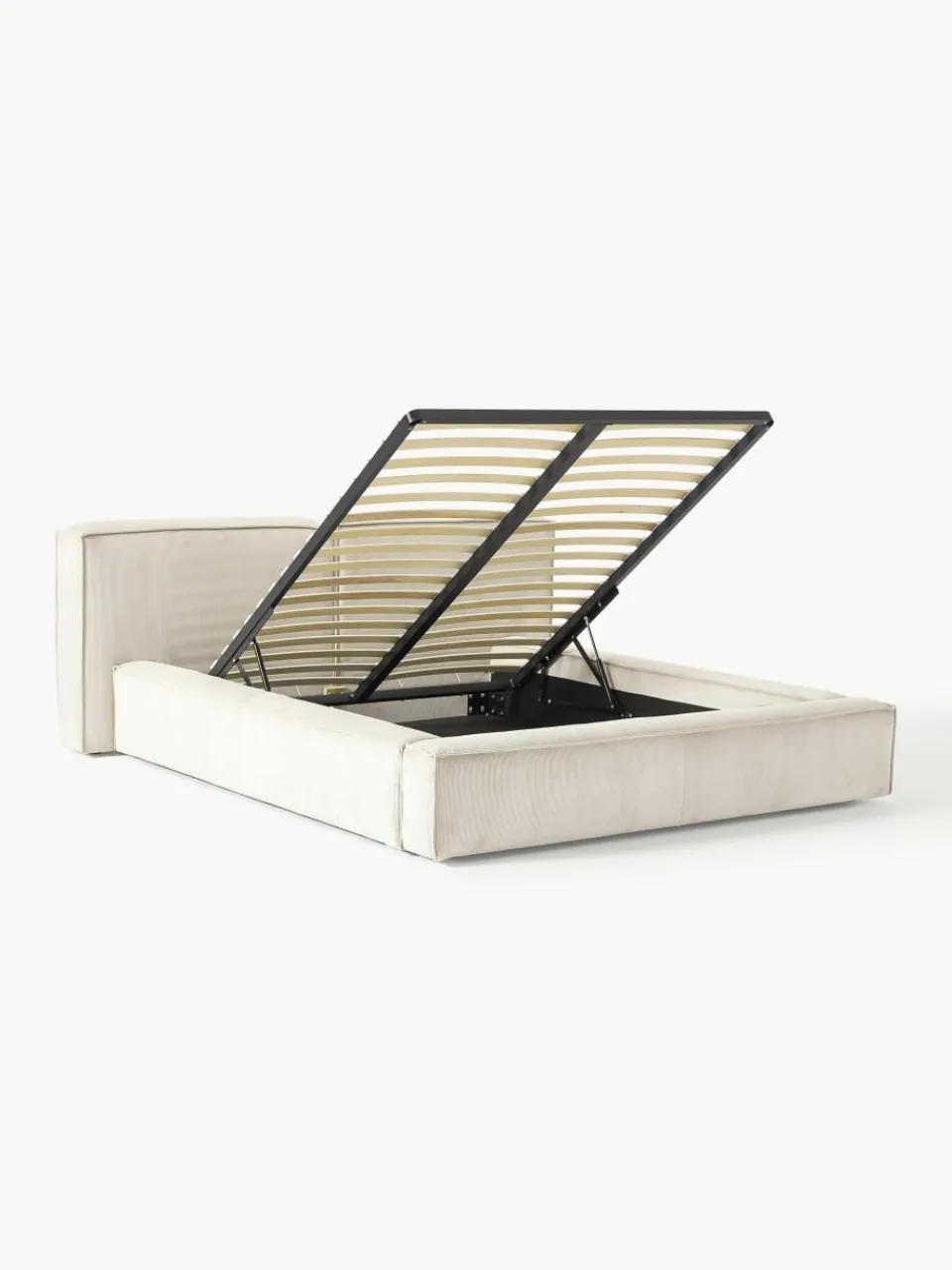 Gestoffeerd bed Lennon van corduroy met opbergfunctie^Westwing Collection Best