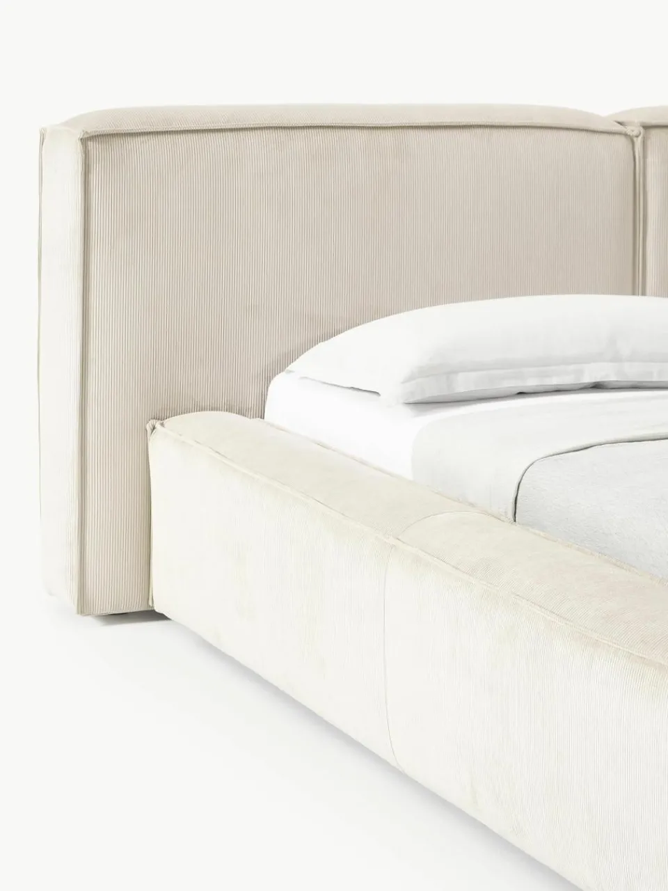Gestoffeerd bed Lennon van corduroy met opbergfunctie^Westwing Collection Best