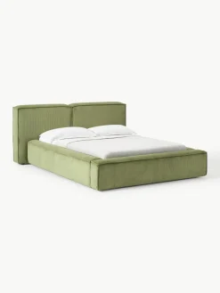 Gestoffeerd bed Lennon van corduroy met opbergfunctie^Westwing Collection Fashion