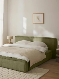 Gestoffeerd bed Lennon van corduroy met opbergfunctie^Westwing Collection Fashion