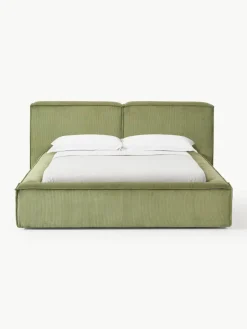 Gestoffeerd bed Lennon van corduroy met opbergfunctie^Westwing Collection Fashion