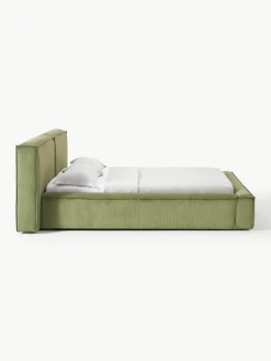 Gestoffeerd bed Lennon van corduroy met opbergfunctie^Westwing Collection Fashion