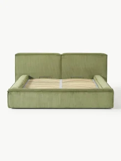 Gestoffeerd bed Lennon van corduroy met opbergfunctie^Westwing Collection Fashion