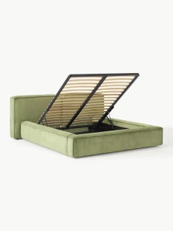 Gestoffeerd bed Lennon van corduroy met opbergfunctie^Westwing Collection Fashion