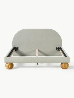 Gestoffeerd bed Rena met bolvormige poten van eikenhout^Westwing Collection New