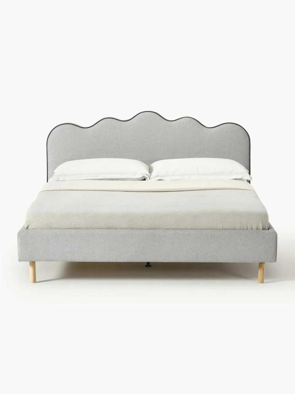 Gestoffeerd bed Romy met golvend hoofdeinde^Westwing Collection Fashion