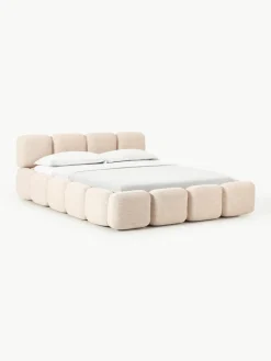 Gestoffeerd bed Tayla gemaakt van bouclé^Westwing Collection Fashion
