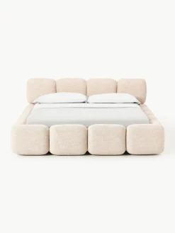 Gestoffeerd bed Tayla gemaakt van bouclé^Westwing Collection Fashion