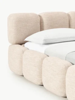 Gestoffeerd bed Tayla gemaakt van bouclé^Westwing Collection Fashion