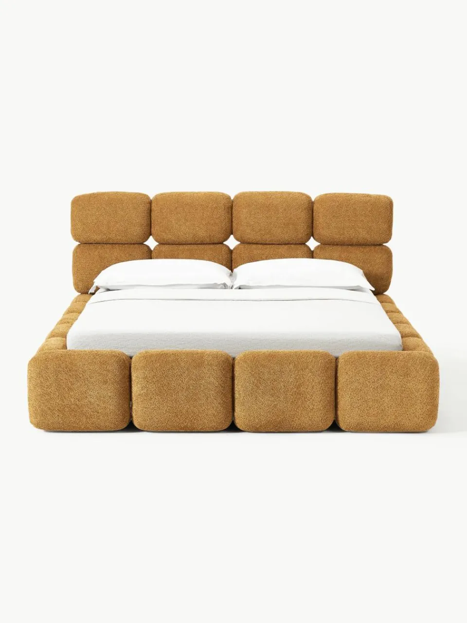 Gestoffeerd bed Tayla van teddy bouclé met opbergruimte^Westwing Collection Fashion