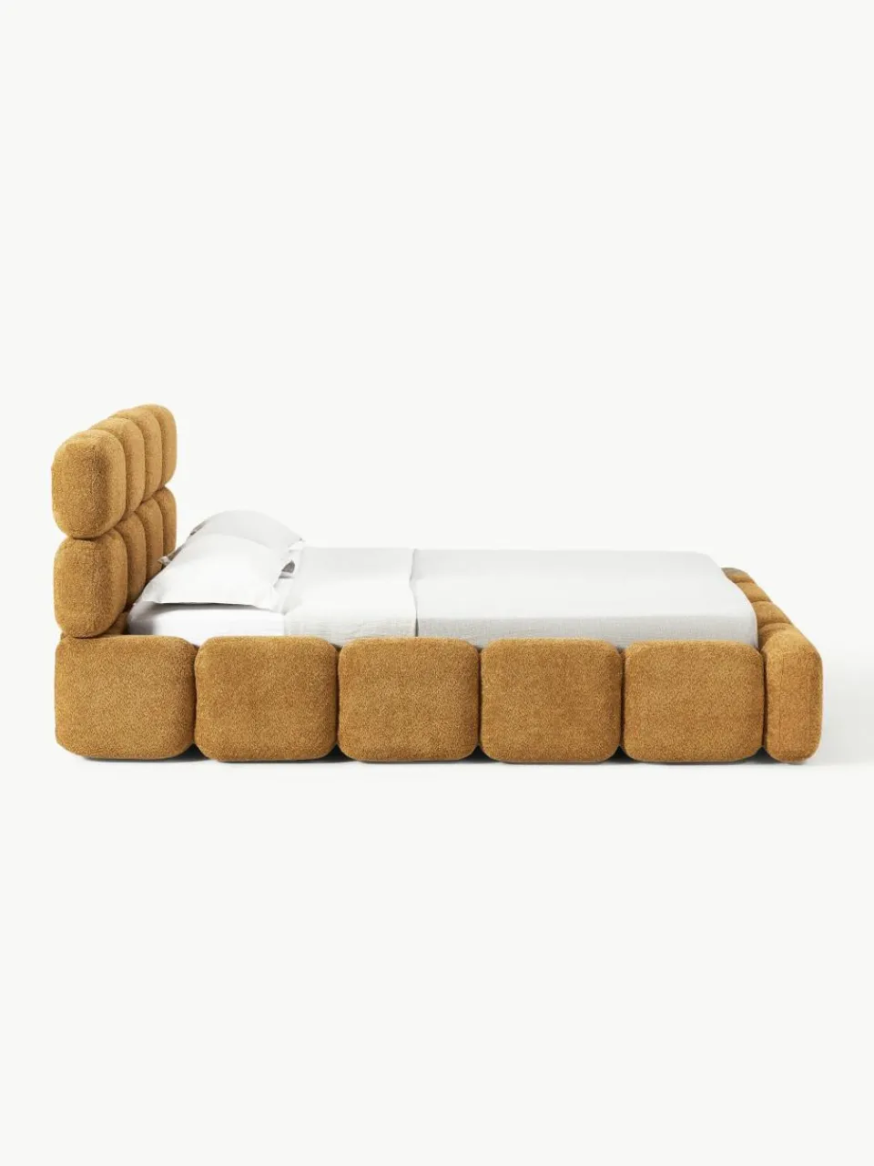 Gestoffeerd bed Tayla van teddy bouclé met opbergruimte^Westwing Collection Fashion