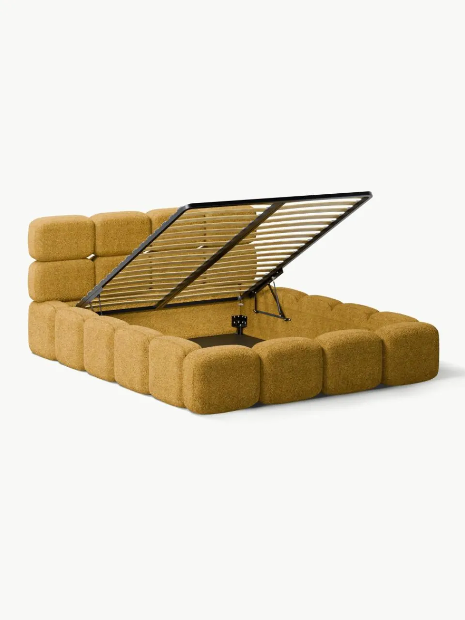 Gestoffeerd bed Tayla van teddy bouclé met opbergruimte^Westwing Collection Fashion