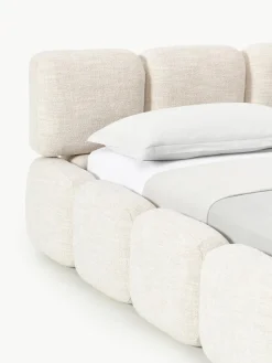 Gestoffeerd bed Tayla van bouclé met opbergruimte^Westwing Collection Clearance