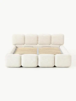 Gestoffeerd bed Tayla van bouclé met opbergruimte^Westwing Collection Clearance