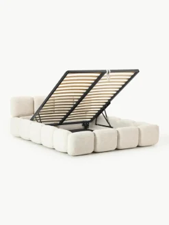 Gestoffeerd bed Tayla van bouclé met opbergruimte^Westwing Collection Clearance